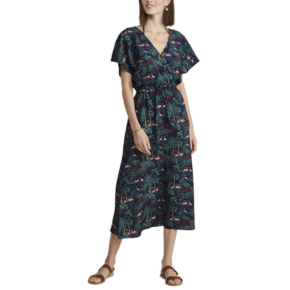 Vineyard Vines Textured Button Front Kaftan Dress Tropical Navy - Size XXS